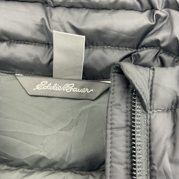 Eddie Bauer XS Black Quilted Goose Down Full Zip Vest Women's Preowned - Picture 3 of 6